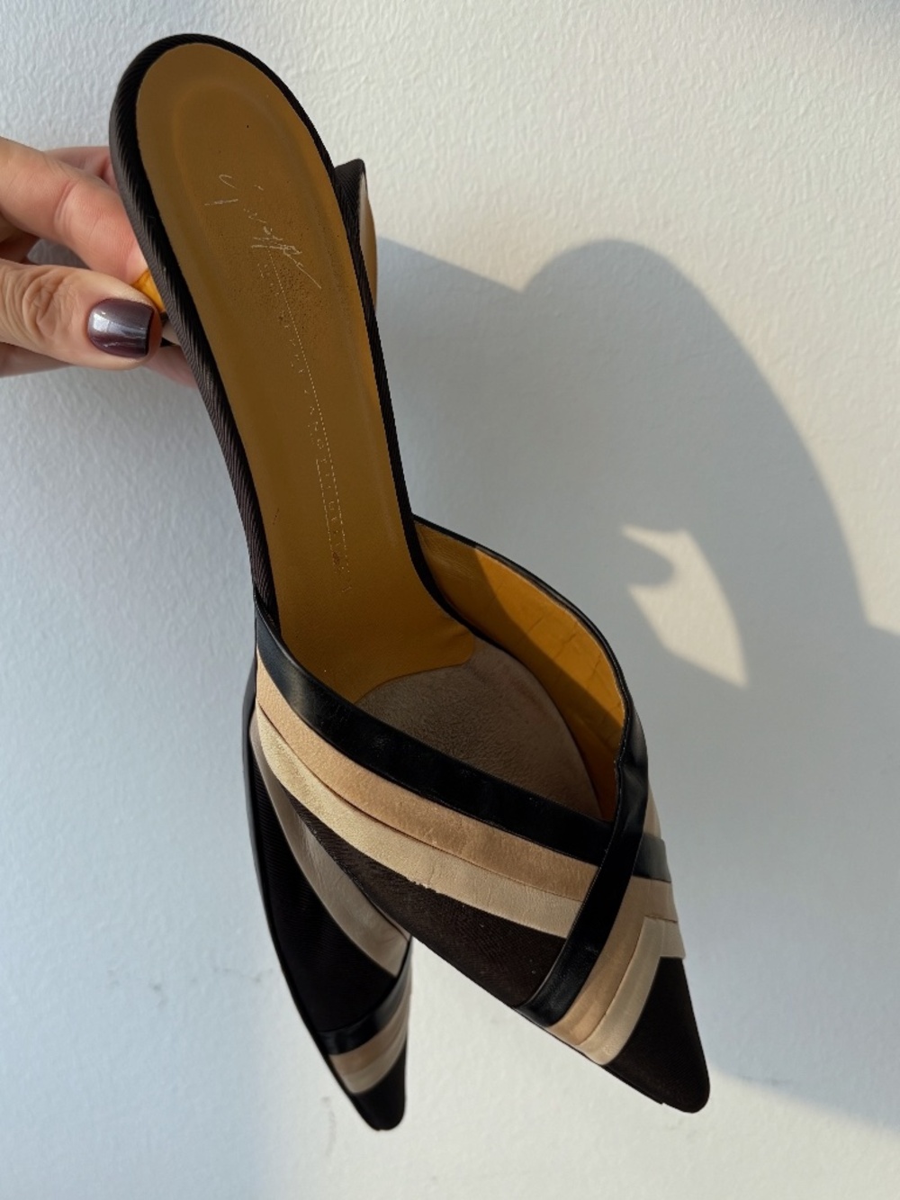 Vintage Giuseppe Zanotti Sculptural Kitten Heel Mules EU 38.5 - Picture 2 of 8